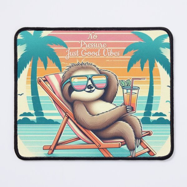 Item preview, Retro Sloth Summer Vibes: Vintage Sunset and Cocktail Art designed and sold by LixysTempo.