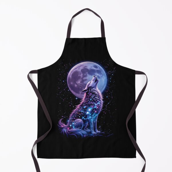 Item preview, Cosmic Wolf Howling at the Moon – Star Constellation Art designed and sold by BrushRushX.