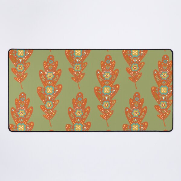 Item preview, Orange Oak Leaf – Scandinavian Folk Art by heidiannemorris © designed and sold by FOLK ART FUSION by heidiannemorris.
