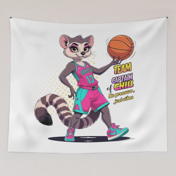 Item preview, Team Captain of Chill Basketball Lemur: Vibrant Streetwear Art designed and sold by LixysTempo.
