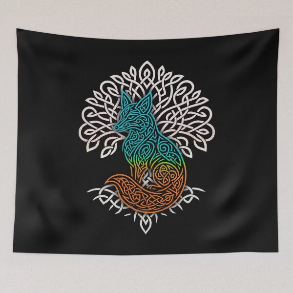 Item preview, Mystic Celtic Fox: Tree of Life and Rainbow Knotwork Art designed and sold by LixysTempo.