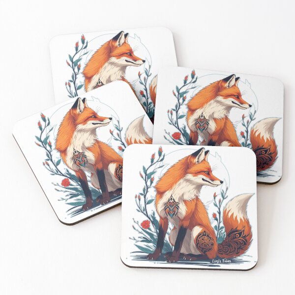 Item preview, Spiritual Tribal Fox: Nature and Mandala Tattoo Illustration designed and sold by LixysTempo.