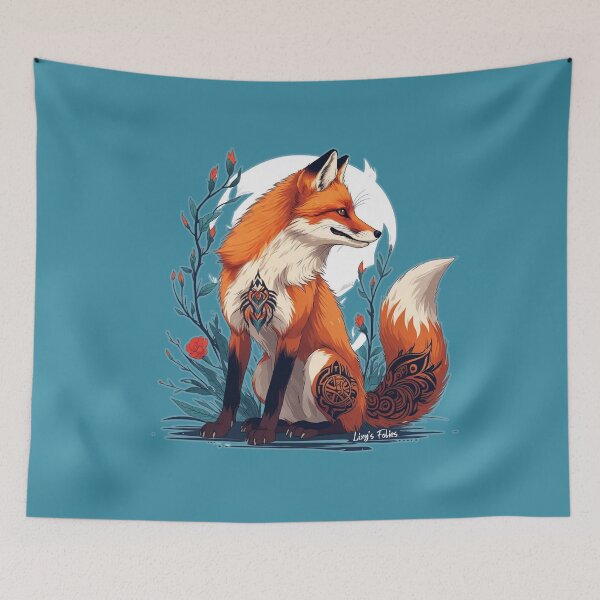 Item preview, Spiritual Tribal Fox: Nature and Mandala Tattoo Illustration designed and sold by LixysTempo.