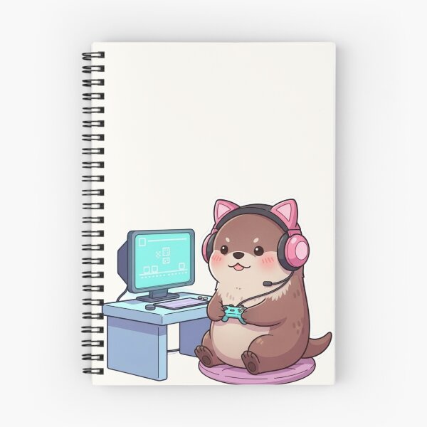 Item preview, Cute Gamer Otter with Pink Cat Headset – Kawaii Gaming Illustration designed and sold by soletstudio.