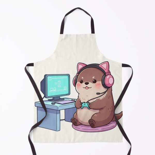 Item preview, Cute Gamer Otter with Pink Cat Headset – Kawaii Gaming Illustration designed and sold by soletstudio.