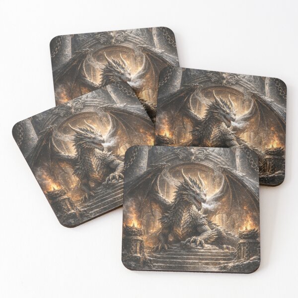 Item preview, Stone Throne Dragon – Dark Fantasy Guardian designed and sold by DrakariArt.