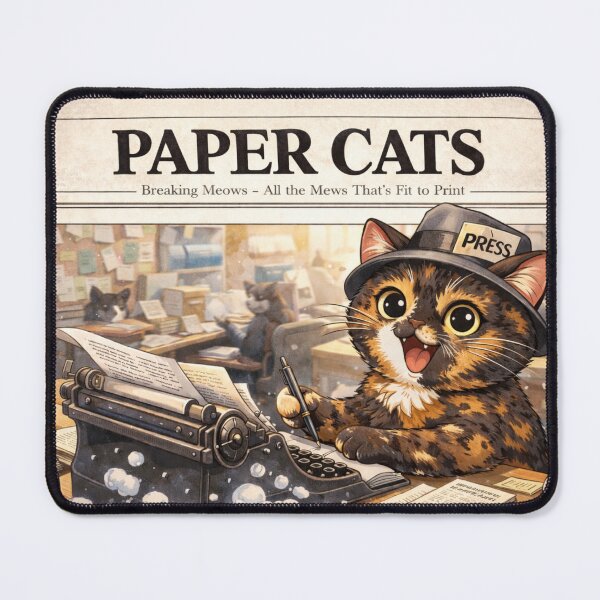 Item preview, Journalist Cat – “Paper Cats” Newsroom Cartoon designed and sold by MeowMoodArt.