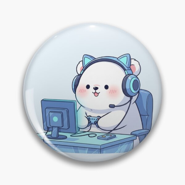 Item preview, Cute Gamer Polar Bear – Kawaii Blue Gaming Aesthetic designed and sold by soletstudio.