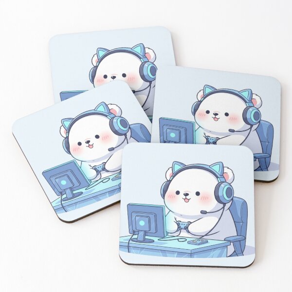 Item preview, Cute Gamer Polar Bear – Kawaii Blue Gaming Aesthetic designed and sold by soletstudio.