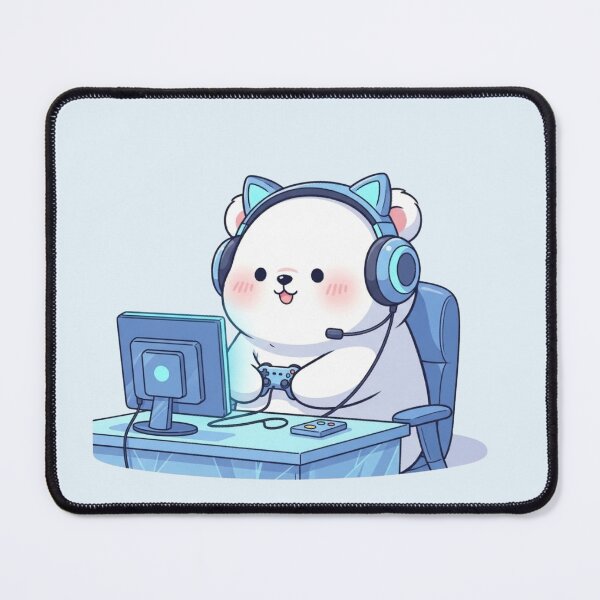 Item preview, Cute Gamer Polar Bear – Kawaii Blue Gaming Aesthetic designed and sold by soletstudio.