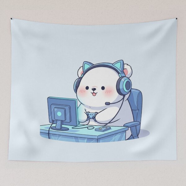 Item preview, Cute Gamer Polar Bear – Kawaii Blue Gaming Aesthetic designed and sold by soletstudio.