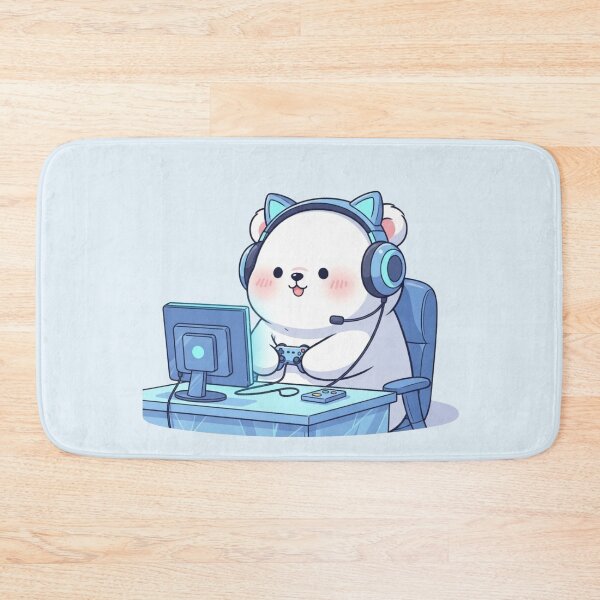 Item preview, Cute Gamer Polar Bear – Kawaii Blue Gaming Aesthetic designed and sold by soletstudio.