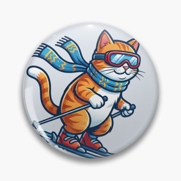 Item preview, Skiing Ginger Cat - Extreme Winter Adventure designed and sold by HappySproutArt.
