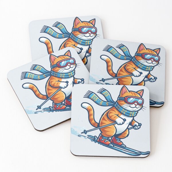 Item preview, Skiing Ginger Cat - Extreme Winter Adventure designed and sold by HappySproutArt.