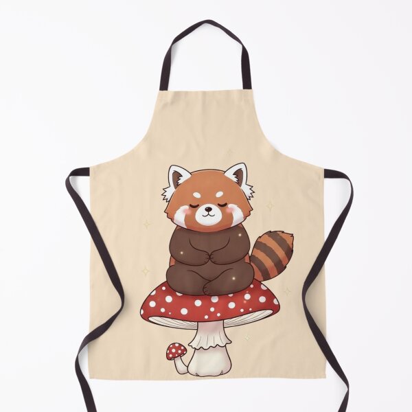 Item preview, Kawaii Red Panda Meditating on Mushroom – Cute Cottagecore Art designed and sold by soletstudio.