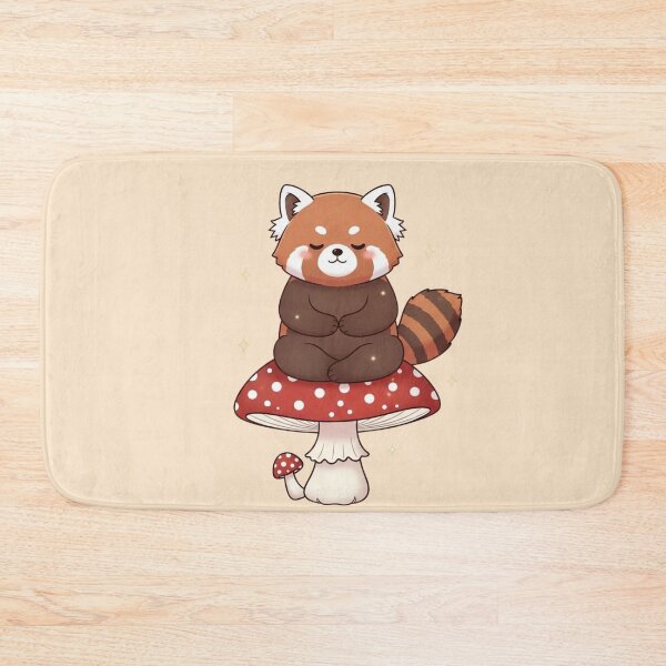 Item preview, Kawaii Red Panda Meditating on Mushroom – Cute Cottagecore Art designed and sold by soletstudio.