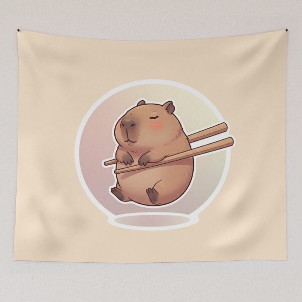 Item preview, Kawaii Capybara with Chopsticks – Cute Ramen Lover designed and sold by soletstudio.