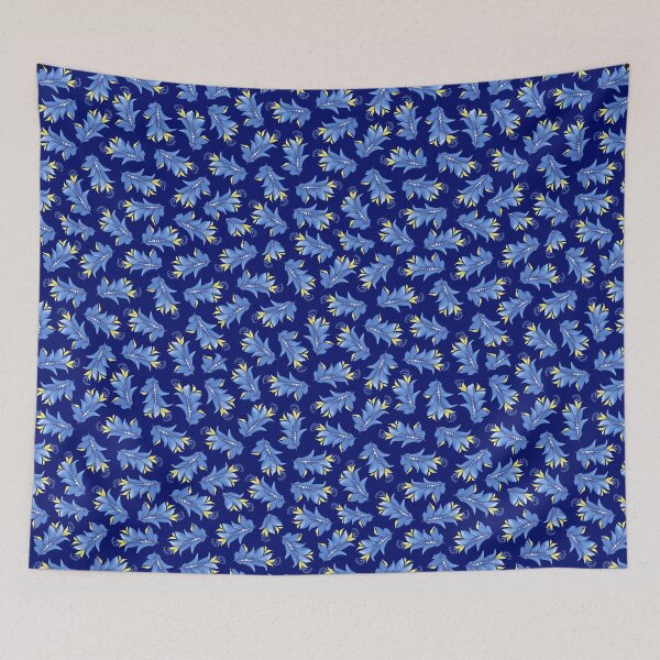 Item preview, blue-yellow leaves, curl, plant pattern flowers, Ukrainian art, Petrykivka style, author's drawing designed and sold by Sunflower-7.