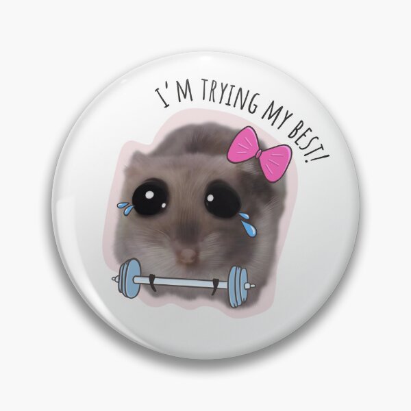 Item preview, Sad hamster struggling to lift a barbell, I'm trying my best! Big eyes and a pink bow designed and sold by GosiaArtGarden.