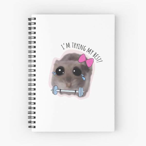Item preview, Sad hamster struggling to lift a barbell, I'm trying my best! Big eyes and a pink bow designed and sold by GosiaArtGarden.