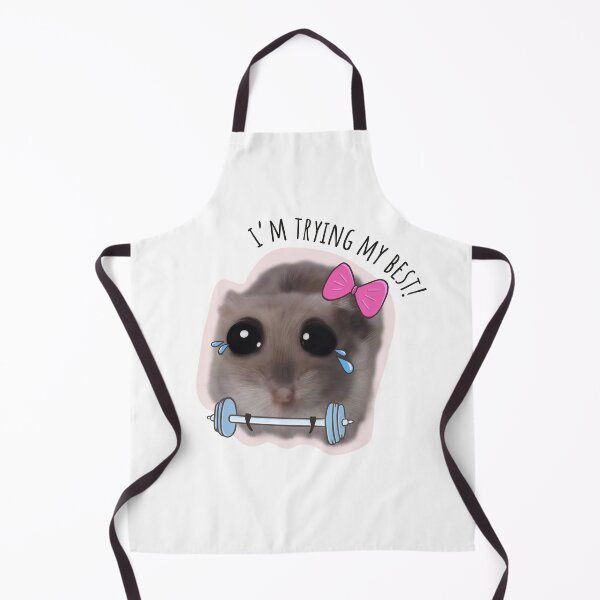 Item preview, Sad hamster struggling to lift a barbell, I'm trying my best! Big eyes and a pink bow designed and sold by GosiaArtGarden.