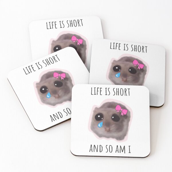 Item preview, Life is short and so am I - Sad hamster with big eyes and a pink bow designed and sold by GosiaArtGarden.