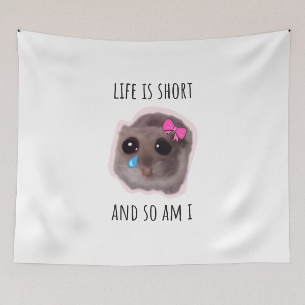 Item preview, Life is short and so am I - Sad hamster with big eyes and a pink bow designed and sold by GosiaArtGarden.