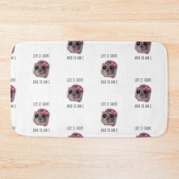 Item preview, Life is short and so am I - Sad hamster with big eyes and a pink bow designed and sold by GosiaArtGarden.