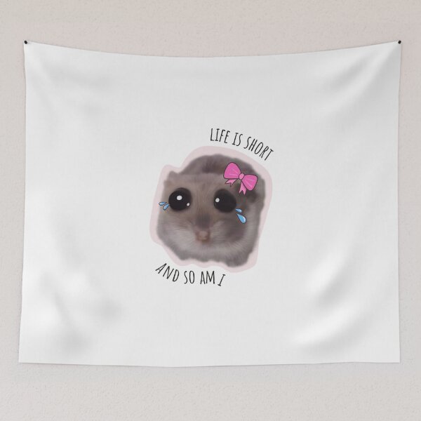 Item preview, Life is short and so am i - Sad hamster with big eyes and a pink bow designed and sold by GosiaArtGarden.