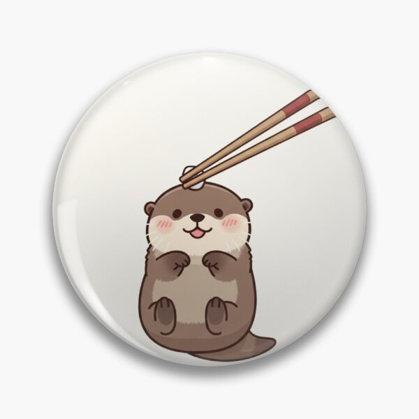 Item preview, Kawaii Otter with Chopsticks – Cute Chubby Otter Anime Aesthetic Sticker designed and sold by soletstudio.