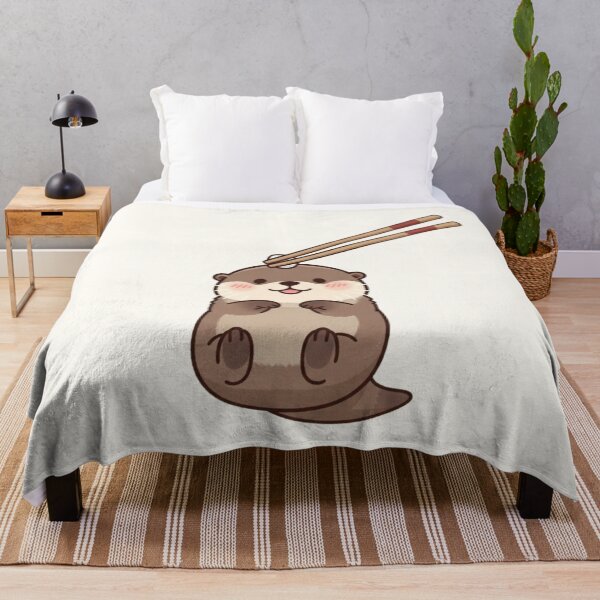 Item preview, Kawaii Otter with Chopsticks – Cute Chubby Otter Anime Aesthetic Sticker designed and sold by soletstudio.
