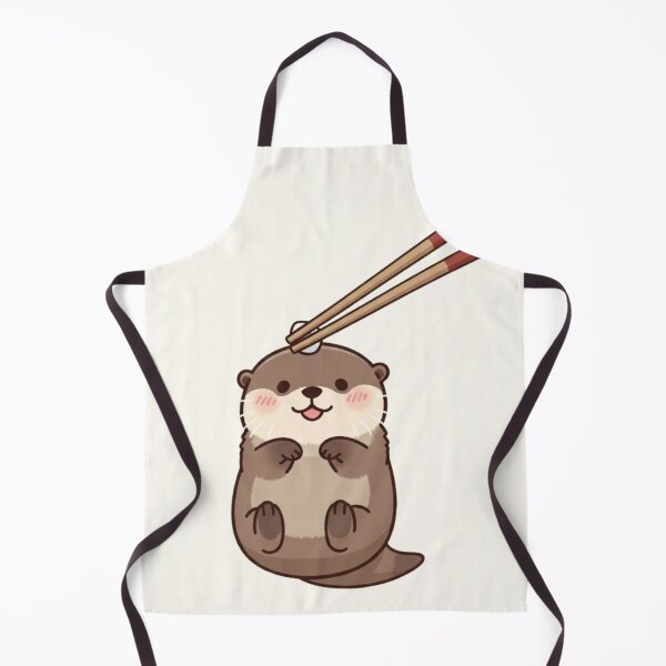 Item preview, Kawaii Otter with Chopsticks – Cute Chubby Otter Anime Aesthetic Sticker designed and sold by soletstudio.
