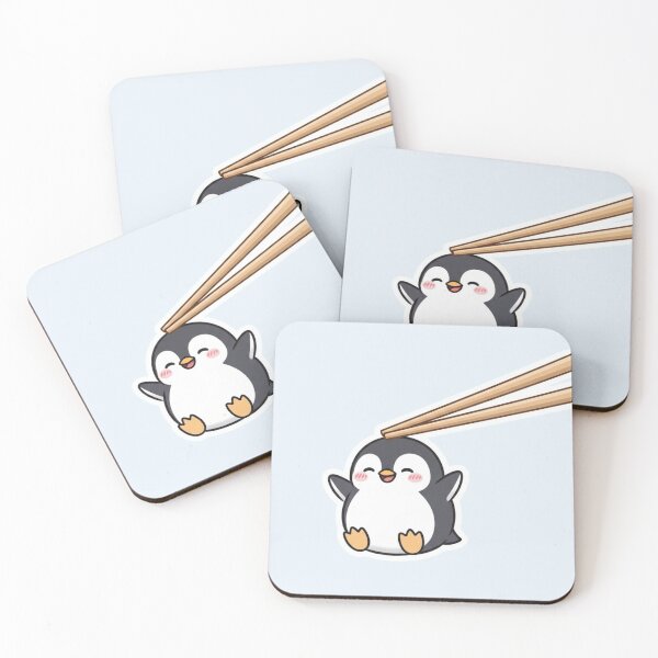 Item preview, Kawaii Penguin with Chopsticks – Cute Chibi Penguin Anime Aesthetic Sticker designed and sold by soletstudio.