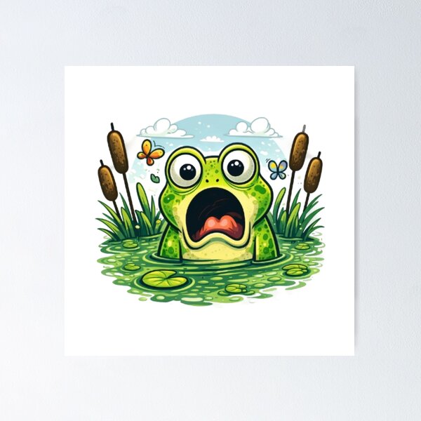 Item preview, Surprised frog in the marsh designed and sold by FroggyOnly.