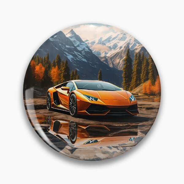 Item preview, Powerful Orange Sports Car Reflecting In Calm Alpine Mountain Water designed and sold by RevUpDesign.