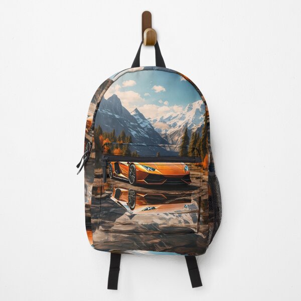 Item preview, Powerful Orange Sports Car Reflecting In Calm Alpine Mountain Water designed and sold by RevUpDesign.