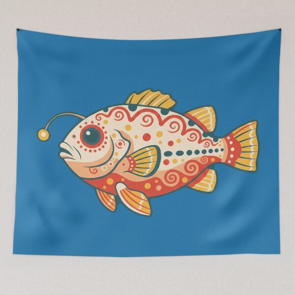 Item preview, Folk Art Anglerfish – Scandinavian Folk Art by heidiannemorris © designed and sold by FOLK ART FUSION by heidiannemorris.