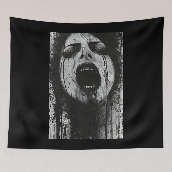 Item preview, Screaming Girl Portrait - Dark Charcoal Horror Sketch designed and sold by QNTR CULT.