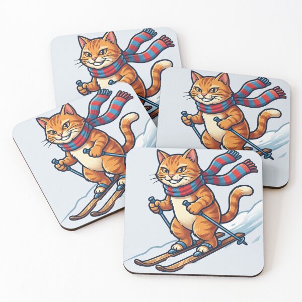Item preview, Extreme Skiing Ginger Cat - Winter Adventure Mode designed and sold by HappySproutArt.