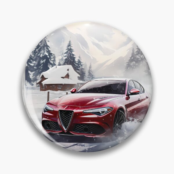 Item preview, Vibrant Red Sports Car Driving Through A Snowy Mountain Landscape designed and sold by RevUpDesign.