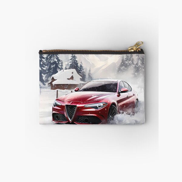 Item preview, Vibrant Red Sports Car Driving Through A Snowy Mountain Landscape designed and sold by RevUpDesign.