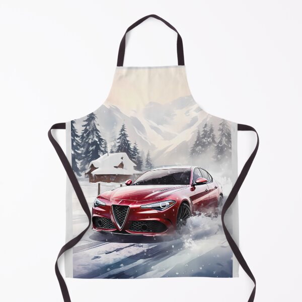 Item preview, Vibrant Red Sports Car Driving Through A Snowy Mountain Landscape designed and sold by RevUpDesign.