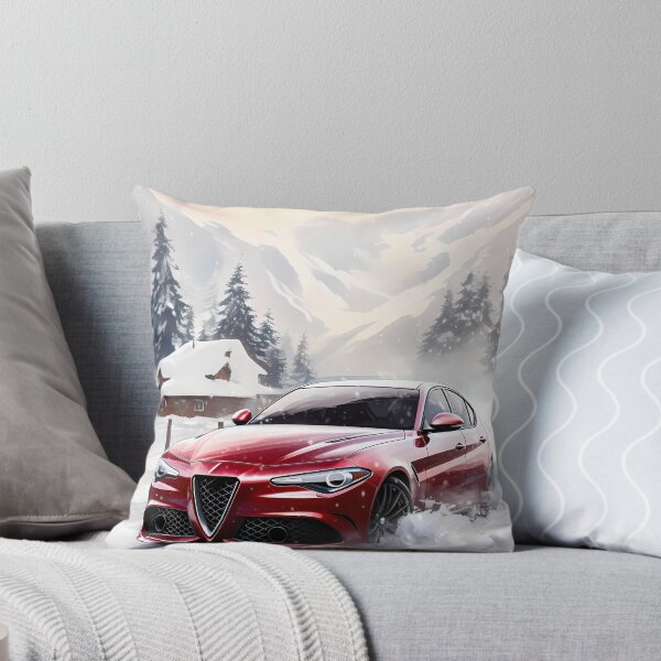 Item preview, Vibrant Red Sports Car Driving Through A Snowy Mountain Landscape designed and sold by RevUpDesign.