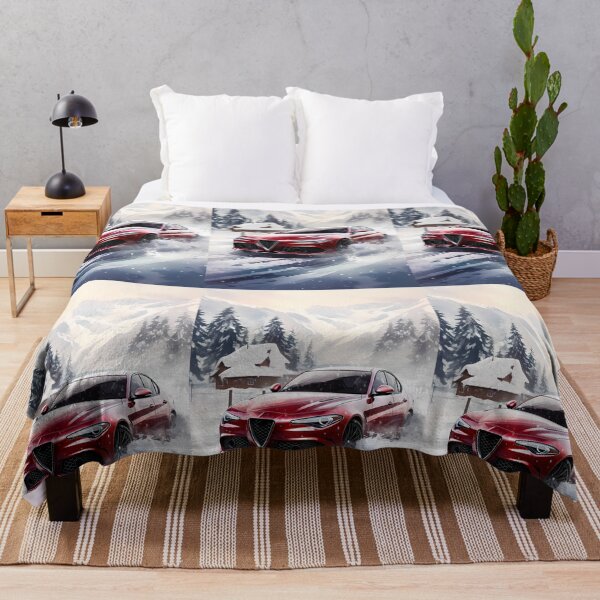 Item preview, Vibrant Red Sports Car Driving Through A Snowy Mountain Landscape designed and sold by RevUpDesign.