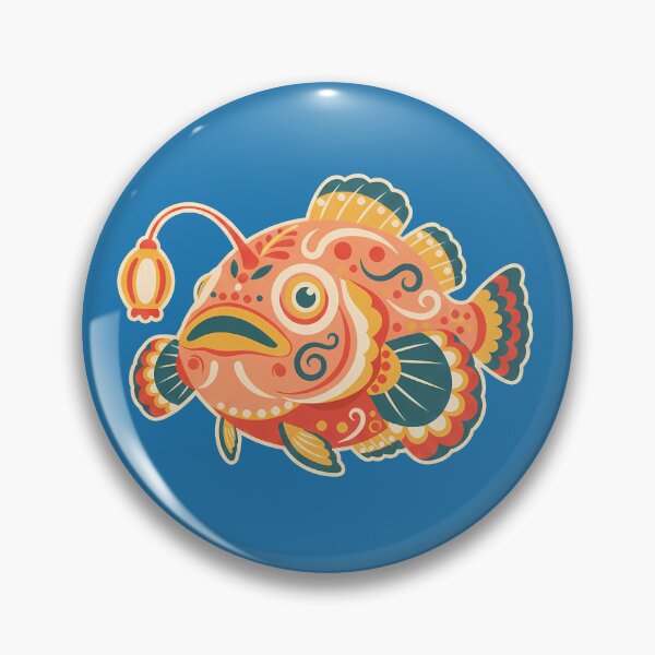 Item preview, Folk Art Anglerfish – Scandinavian Folk Art by heidiannemorris © designed and sold by FOLK ART FUSION by heidiannemorris.
