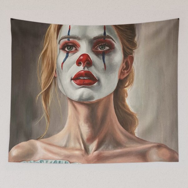 Item preview, Performance of Femininity - Original painting of a woman in clown makeup designed and sold by EmilyDewsnap.