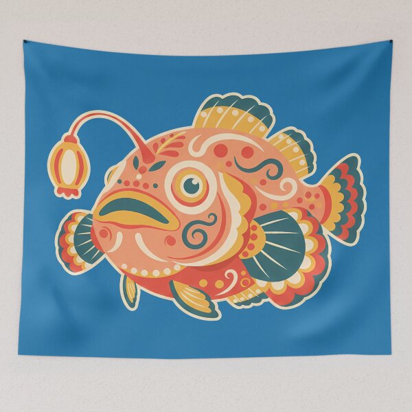 Item preview, Folk Art Anglerfish – Scandinavian Folk Art by heidiannemorris © designed and sold by FOLK ART FUSION by heidiannemorris.