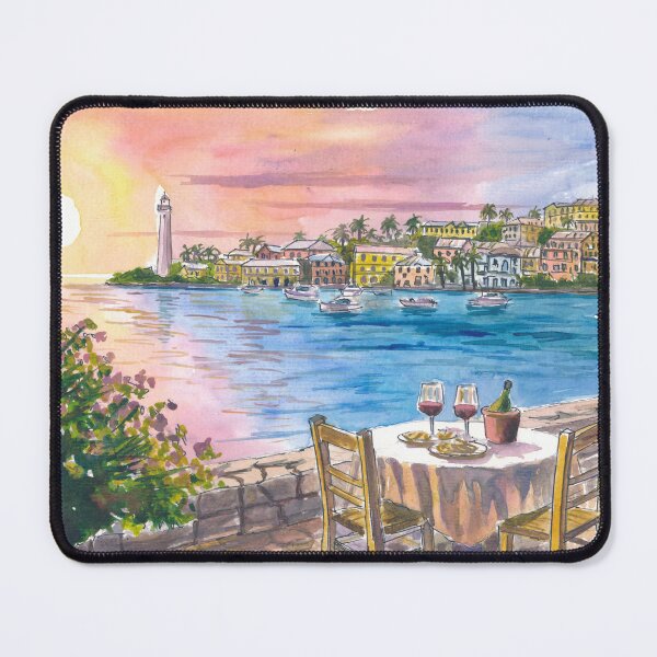 Item preview, Romantic Dinner at Bermuda Harbor with Sunset and Ocean View designed and sold by artshop77.