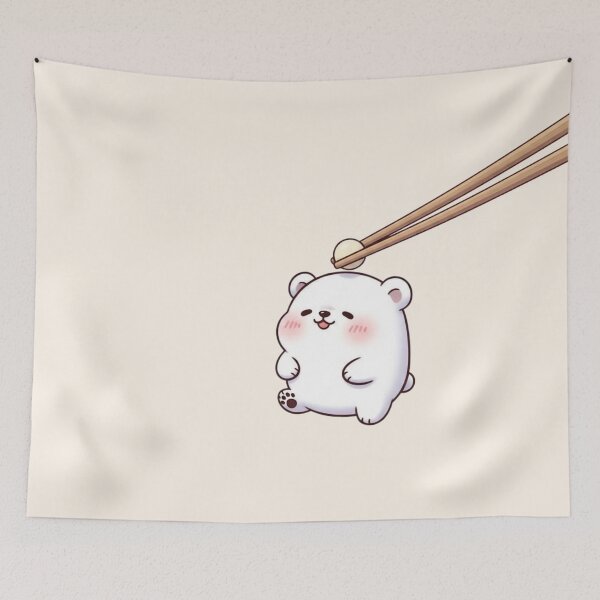Item preview, Kawaii Mochi Bear with Chopsticks – Cute Anime Aesthetic designed and sold by soletstudio.