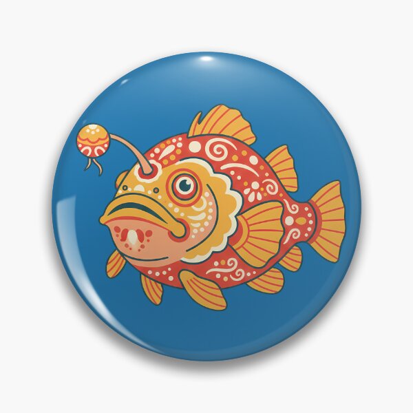 Item preview, Folk Art Orange Anglerfish – Scandinavian Folk Art by heidiannemorris © designed and sold by FOLK ART FUSION by heidiannemorris.
